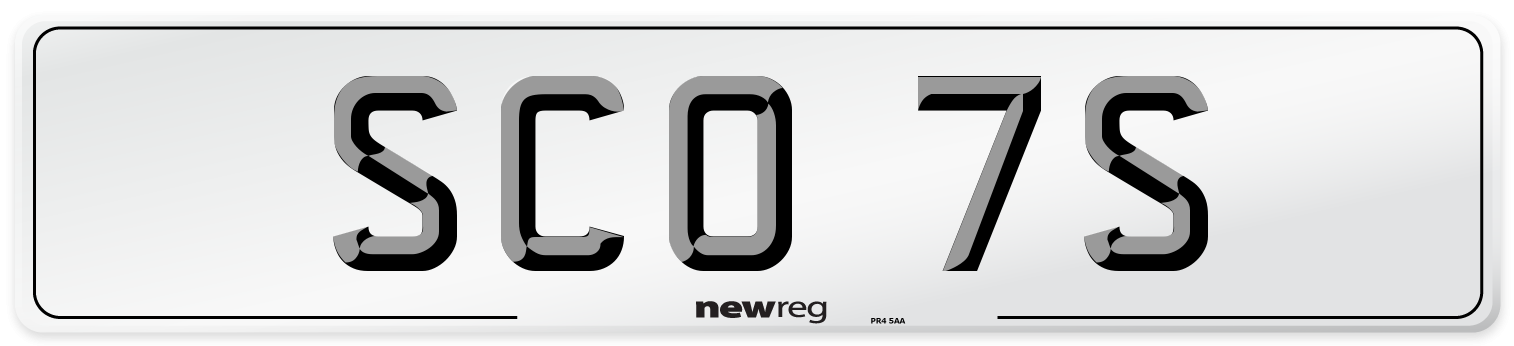 SCO 7S Number Plate from New Reg
